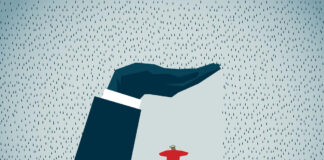 Tutele agevolate per gli influencer: a che punto siamo? Illustrazione di persona che con la mano evita di far bagnare la persona